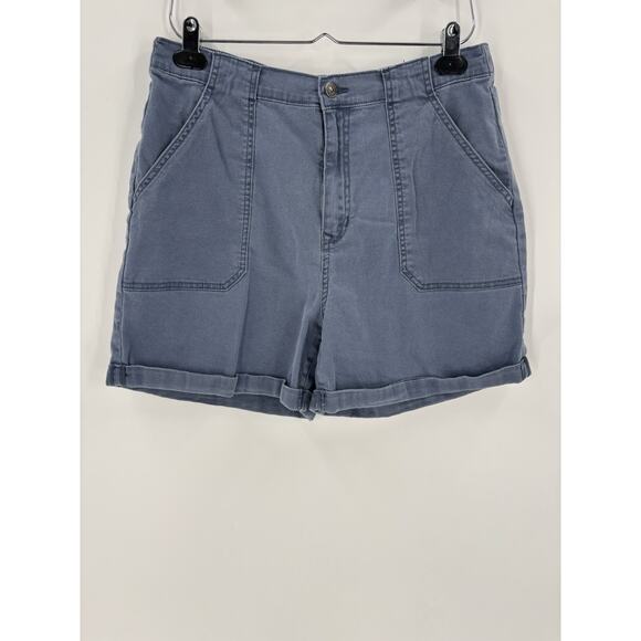 Gloria Vanderbilt Shorts Womens Large Blue Bermudas Cotton Pockets Stretch Waist - Picture 1 of 16